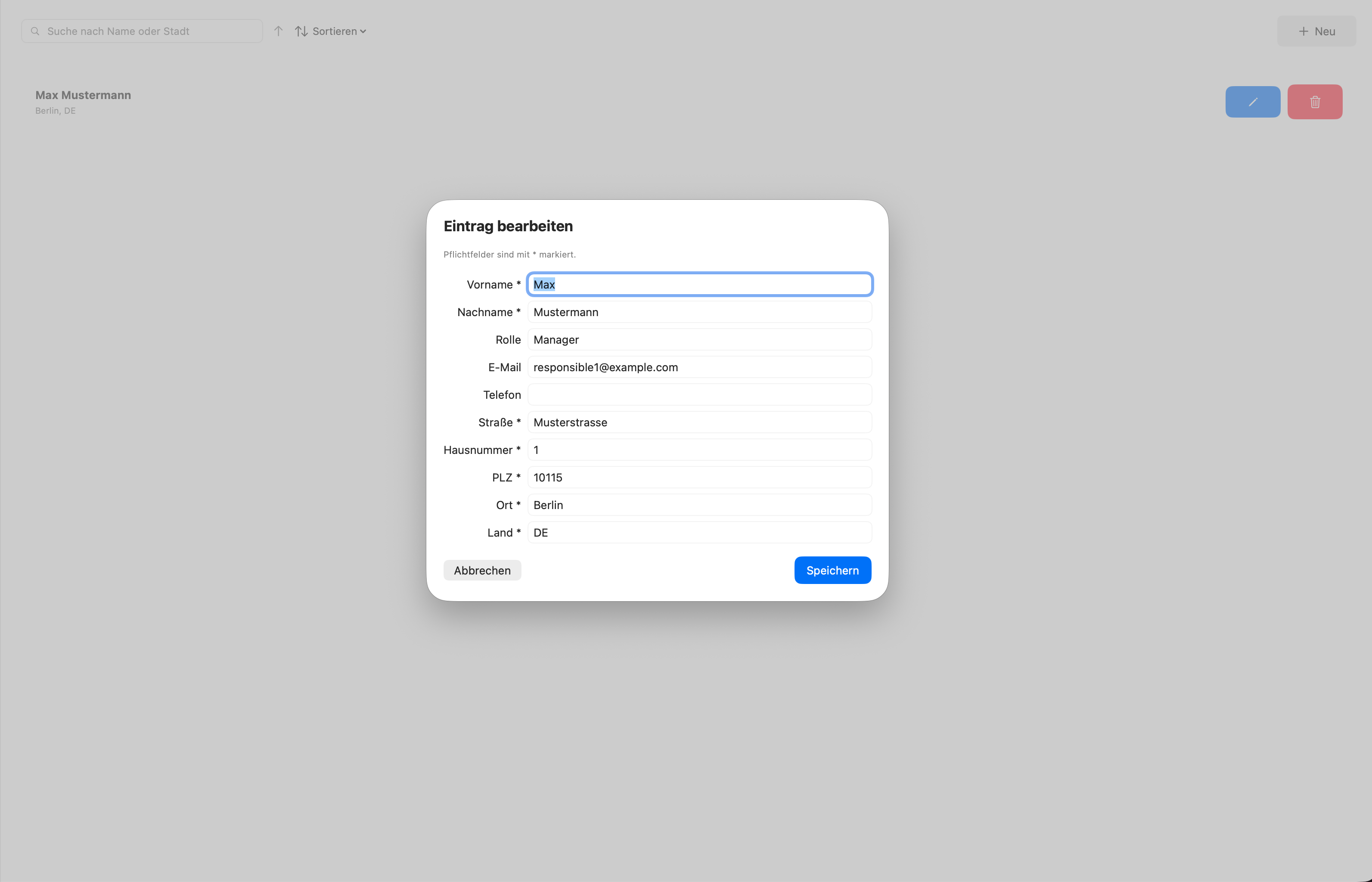 Programmverantwortlichen bearbeiten