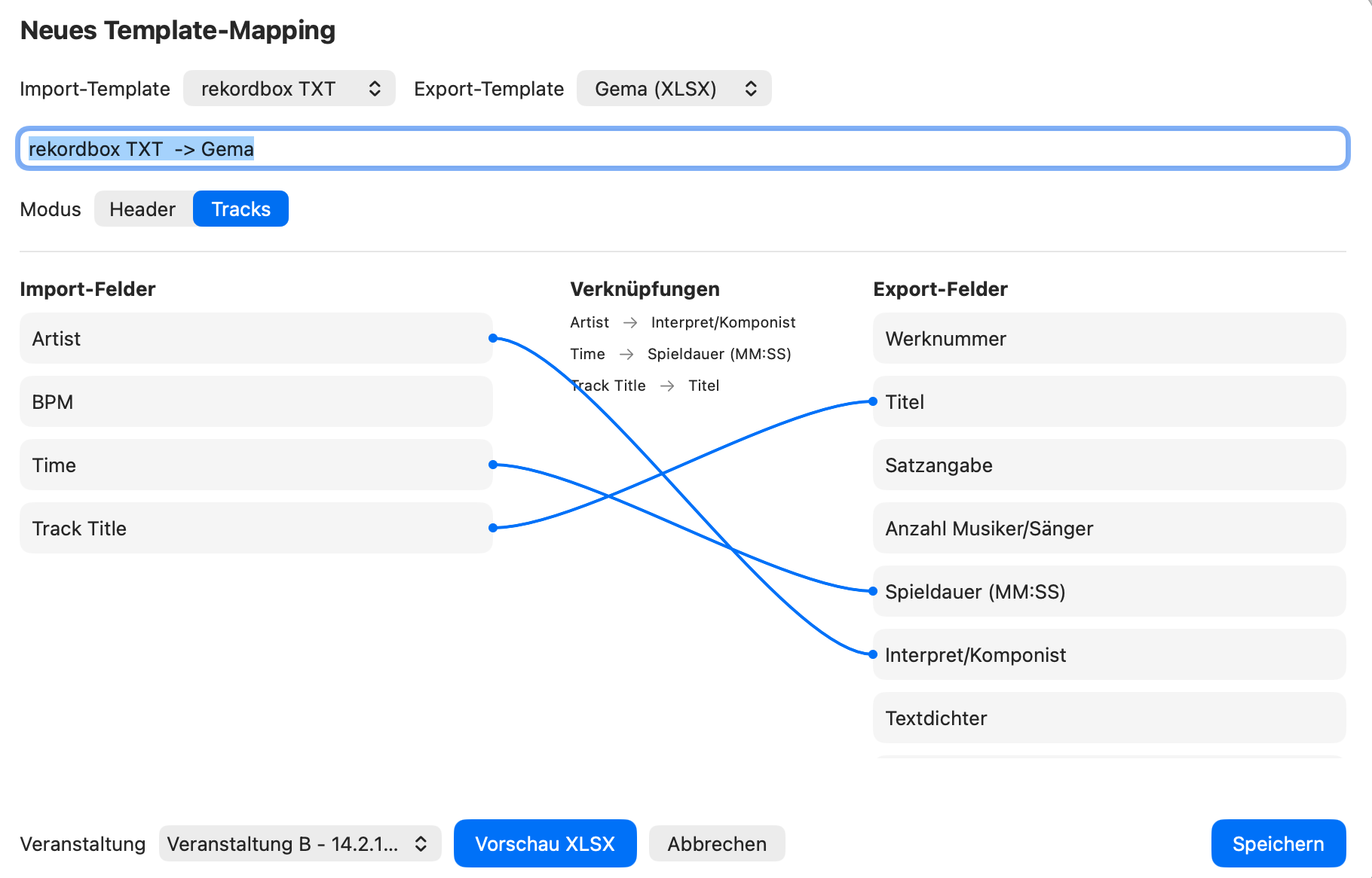 Import Mapping Tracks