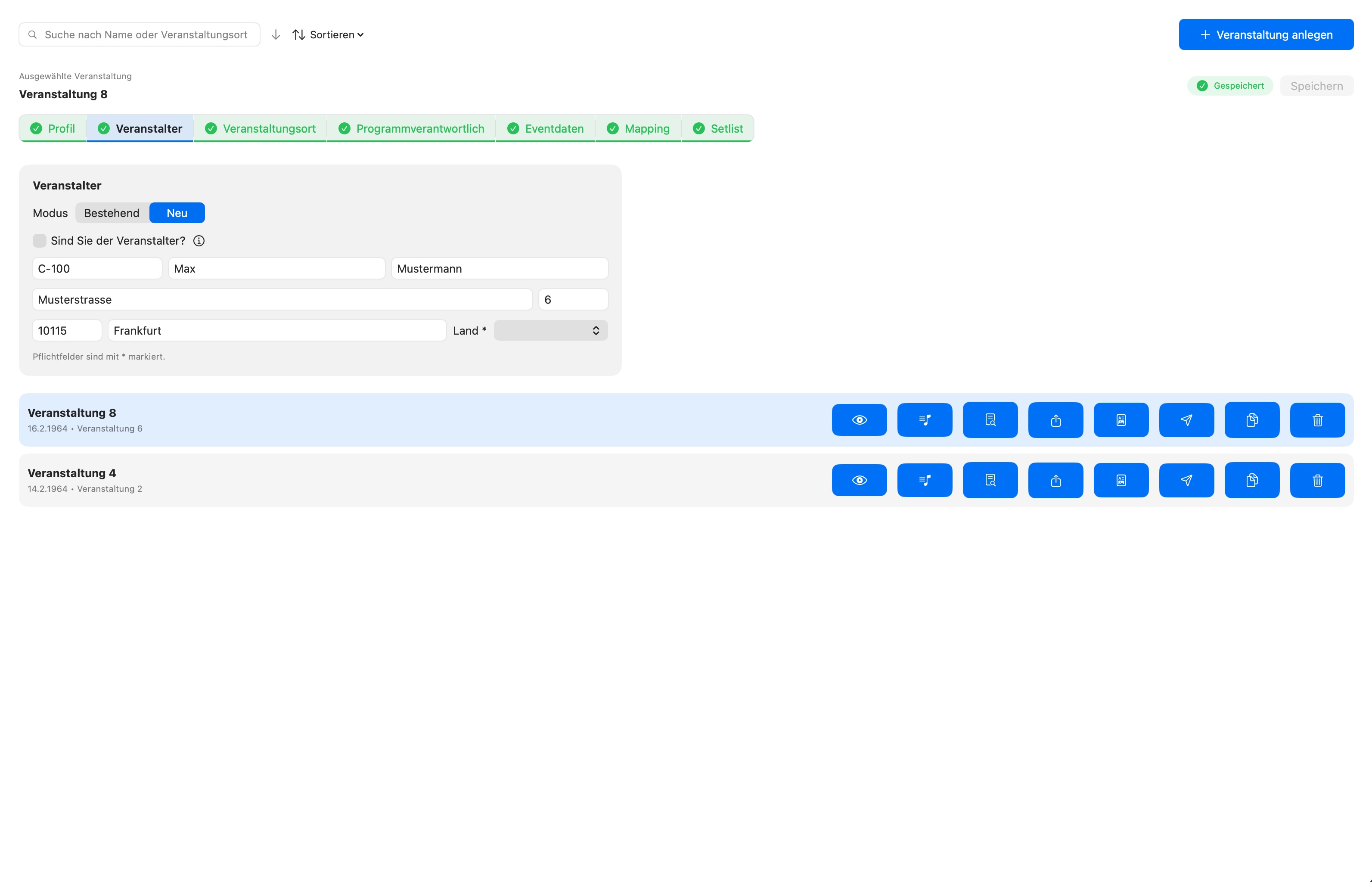 Schritt 2 – Veranstalter